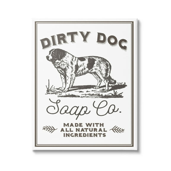 Stupell Industries Vintage Dog Soap Sign Graphic Art Gallery Wrapped Canvas Print Wall Art, Design by Daphne Polselli
