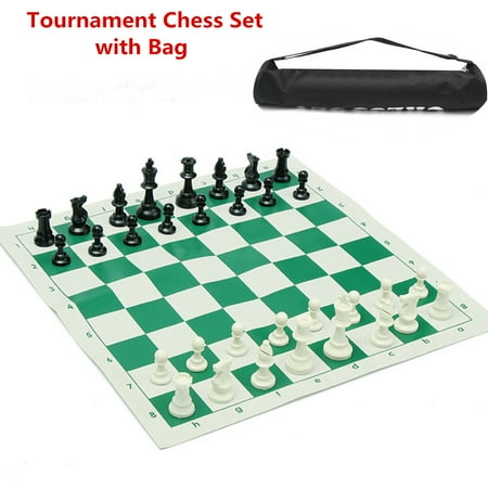 Premium Chess Set for School Club Tournament Portable Travelling Pieces With Roll Board And Storage Bag