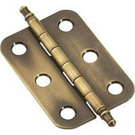 - 2 x 1.37 in. Butt Non Self-Closing Cabinet Hinge, Antique Brass