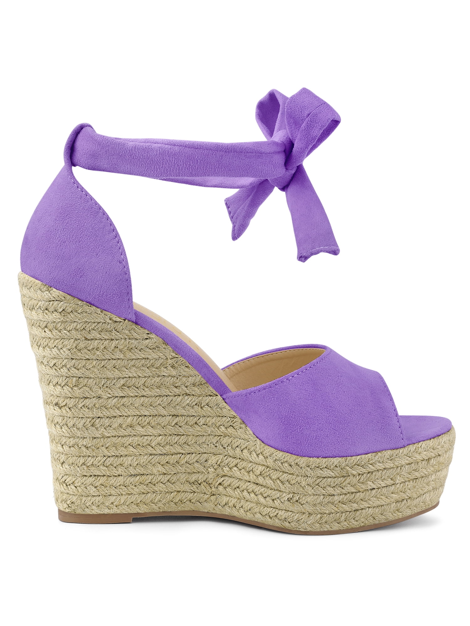 Unique Bargains Women's Espadrilles Tie Up Ankle Strap Sandals Purple (Size 7.5)