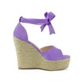 thumbnail image 3 of DARING DIVA Women's Espadrilles Tie Up Ankle Strap Wedges Sandals Purple 7.5, 3 of 7