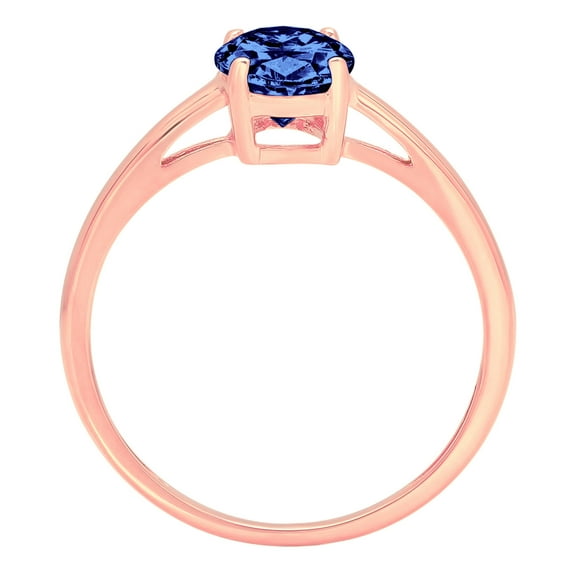 1 ct Oval Cut Simulated Tanzanite Solitaire Engagement Ring for Women in 18K Rose Gold