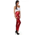 thumbnail image 2 of Sakkas Shiny Liquid Metallic High Waist Stretch Leggings - Made in USA - Red - L, 2 of 8
