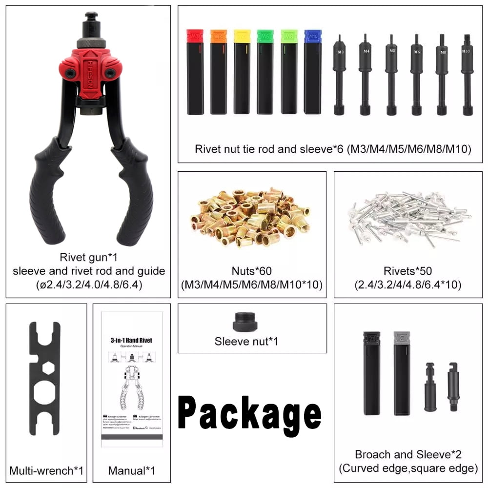 3 in1 Riveting Nut Gun 10"Rivet Nut Reaming tool M3-M10 Nuts 50XRivet/60X Nut 3 in1 Riveting Nut Gun 10"Rivet Nut Reaming tool M3-M10 Nuts 50XRivet/60X Nut