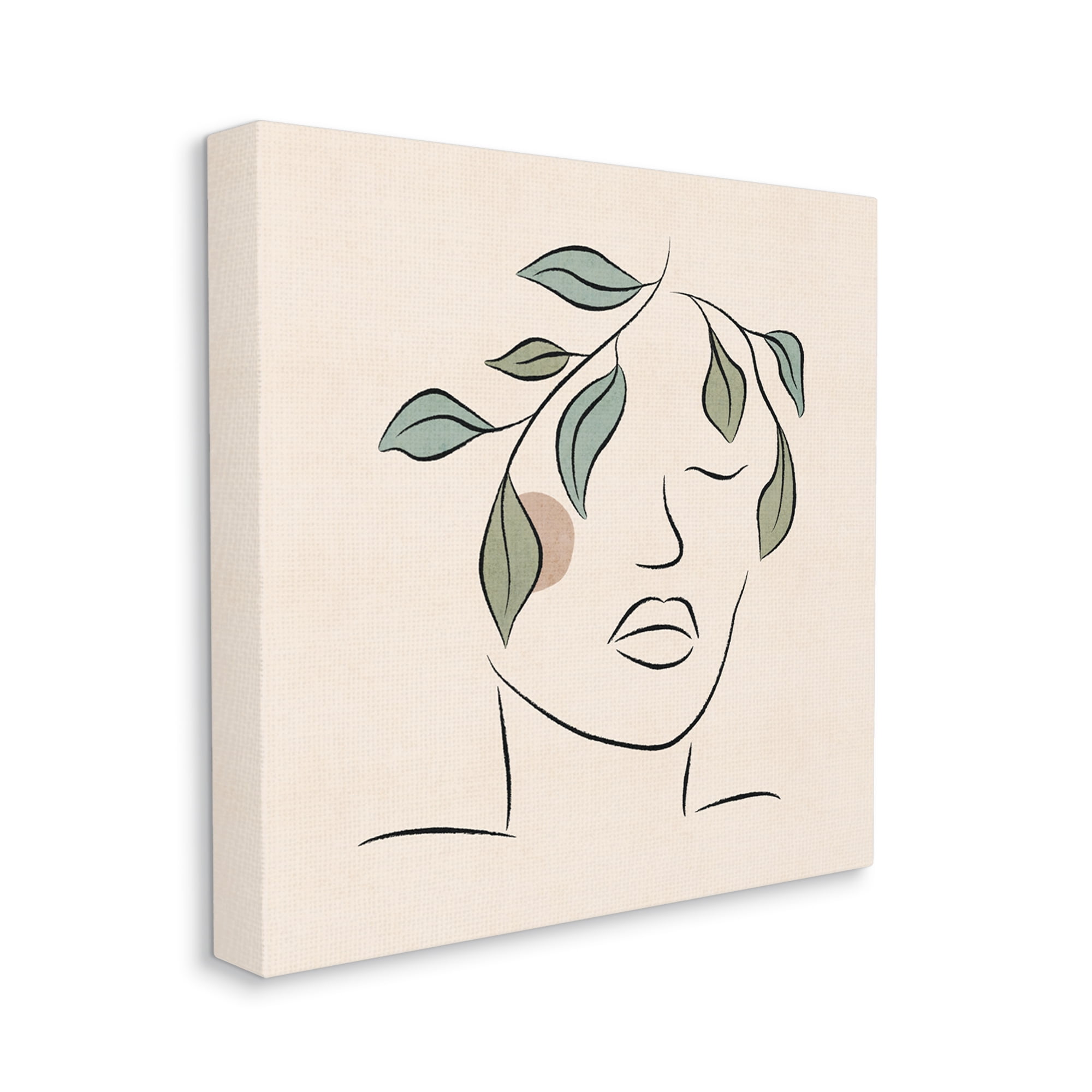 Stupell Industries Blushing Woman Face Botanical Outline Doodle Drawing Graphic Art Gallery Wrapped Canvas Print Wall Art, Design by JJ Design House LLC