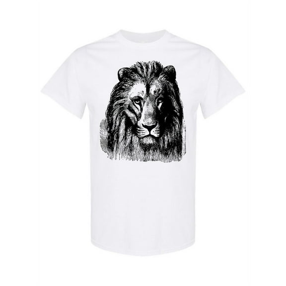 Vintage Lion Head Sketch T-Shirt Men -Image by Shutterstock, Male 3X-Large
