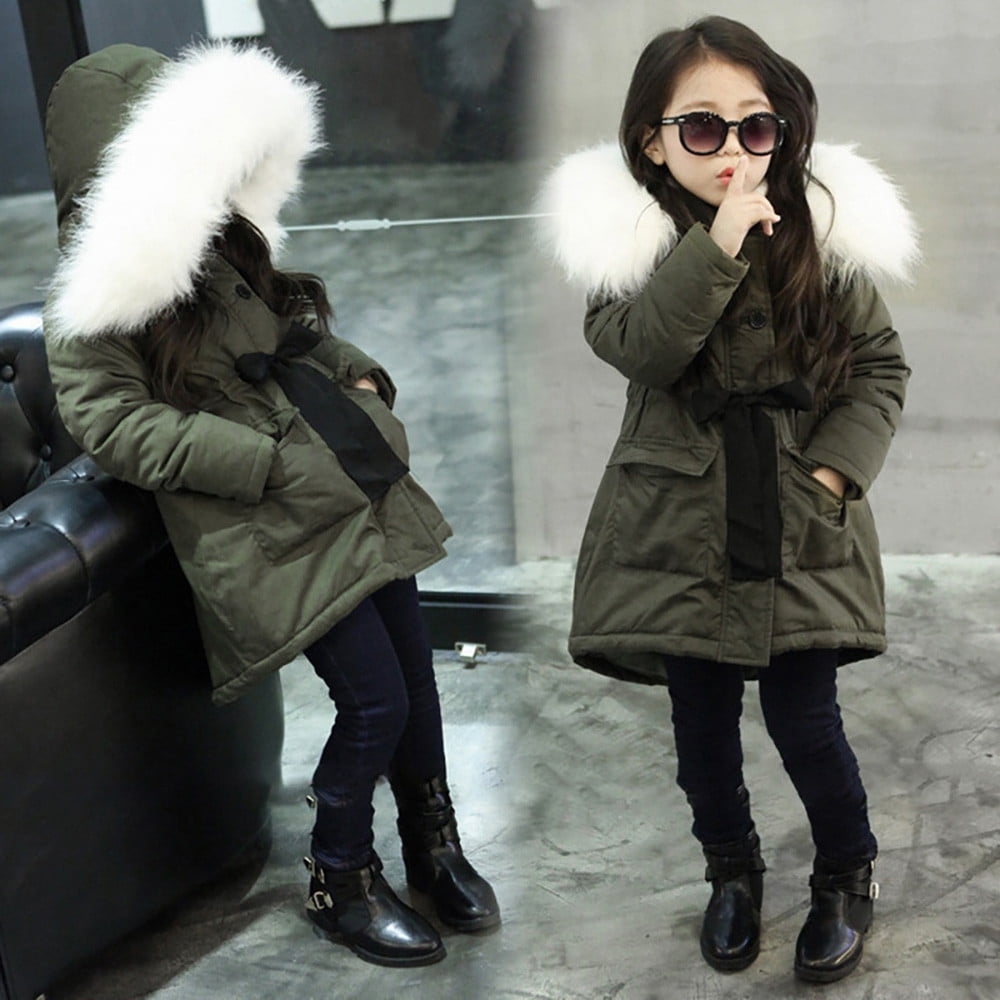 Xzngl Baby Girl Coats Baby Girl Fur Hooded Tops Jacket Padded Coat Kids Long Thick Warm Jacket Parkas Baby Girl Jacket Kids Fur Coats Other