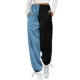 thumbnail image 1 of Biekopu Women Color Block Sweatpants Baggy High Waisted Jogger Pants Y2k Trendy Lounge Trousers with Pockets, 1 of 9
