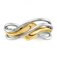 thumbnail image 5 of Solid 14k Yellow and White Gold Two Tone Wave Ring Band Size 7, 5 of 6