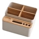 thumbnail image 2 of Caja de almacenamiento de escritorio, organizador de papelería y cosméticos, con 5 compartimentos Beige, 2 of 6