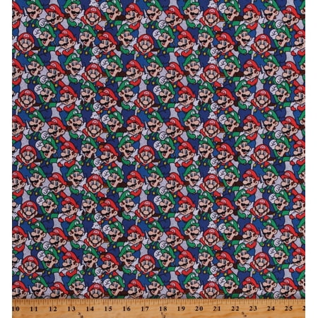Cotton Video Game Super Mario Bros Mario Luigi Packed Multicolor Cotton Fabric Print by the Yard (76545-A620715) Cotton Video Game Super Mario Bros Mario Luigi Packed Multicolor Cotton Fabric Print by the Yard (76545-A620715)
