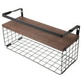 thumbnail image 5 of WHAMVOX Black Floating Shelf for Bathroom with Storage Basket Wall Mounted Organizer Carbon Steel and Wood 12.5x8.5x4.3 Inches, 5 of 8