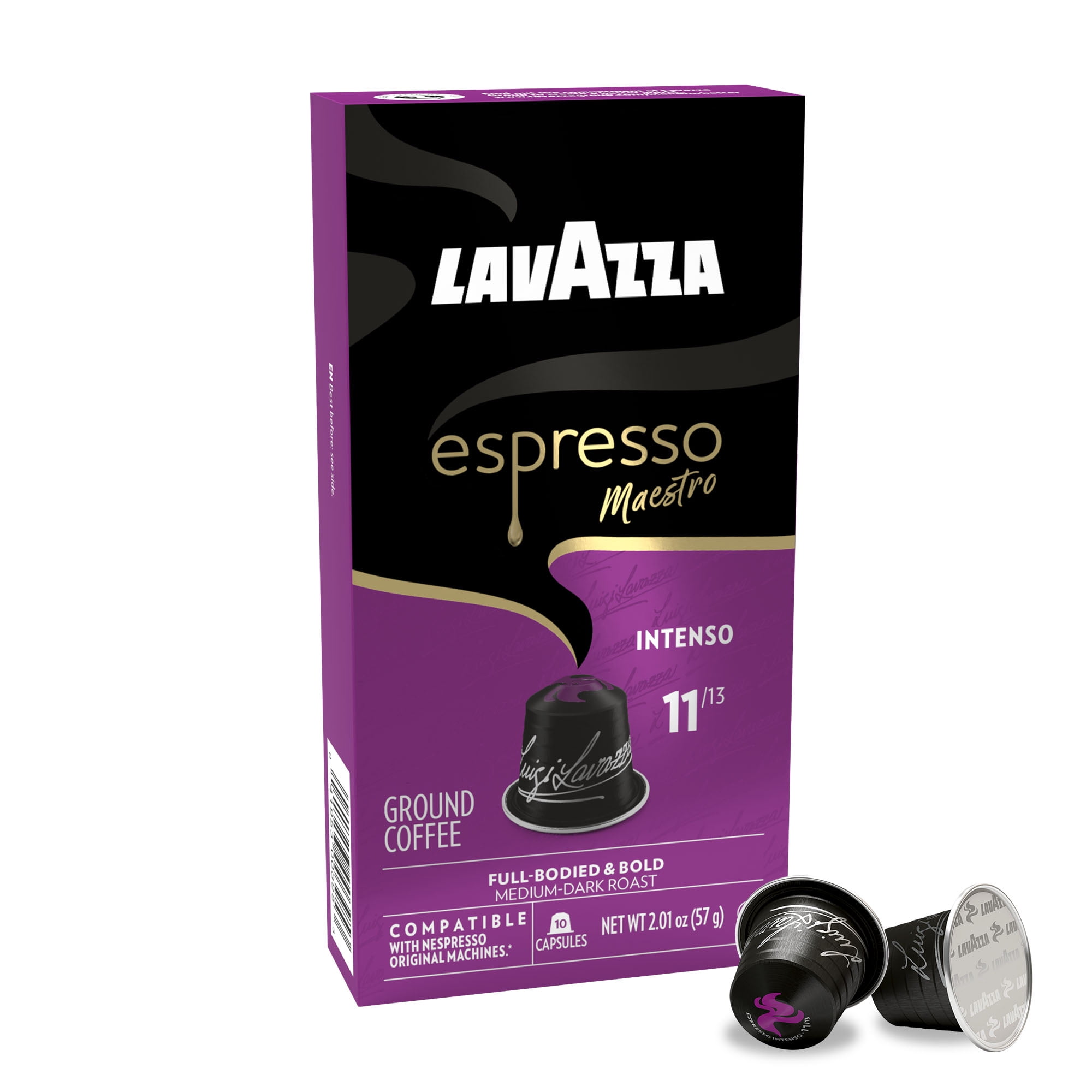 Lavazza Espresso Intenso Medium-Dark Roast Aluminum Capsules Compatible with Nespresso Original Machines (Pack of 60)