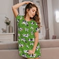 thumbnail image 3 of Easygdp Cows With Calfs Green Camisón de manga corta para mujer, informal, estampado, 3 of 6