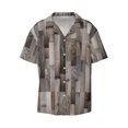 thumbnail image 4 of Uemuo Wooden Texture Pattern Cotton Linen Short Sleeve Shirts,Casual Lightweight Button Down Shirts,Vacation Beach Summer Tops-Medium, 4 of 7