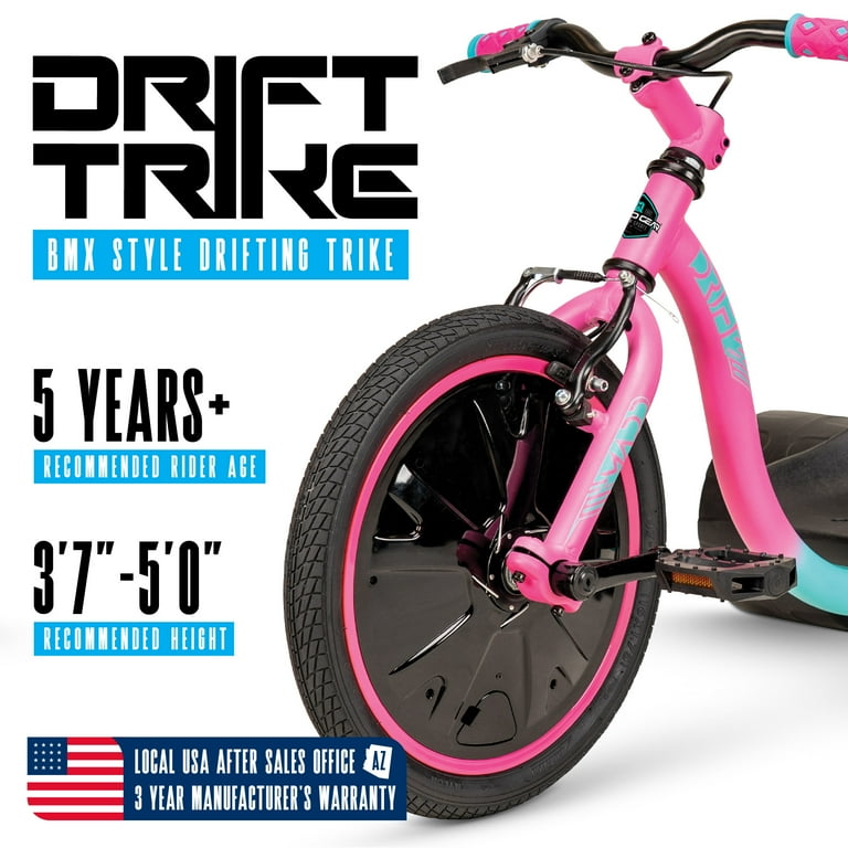 Drift Trike for Kids Ages 5+ with Adjustable Seat and 16