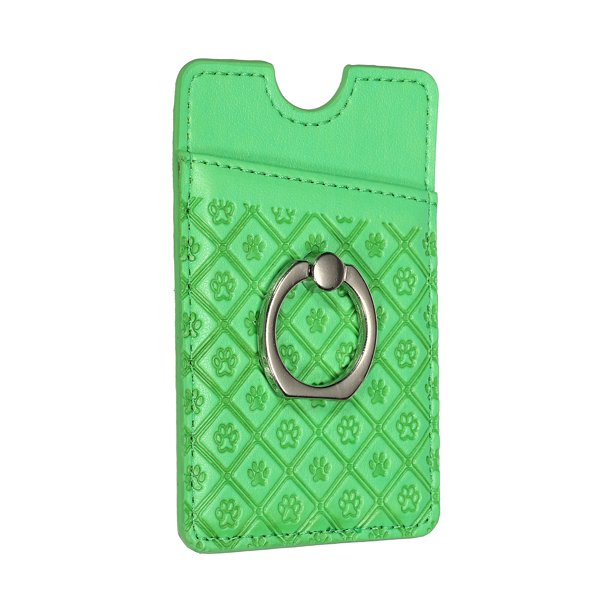 Adhesive Phone Card Holder with Stand Smart Phones or Cases Green PU
