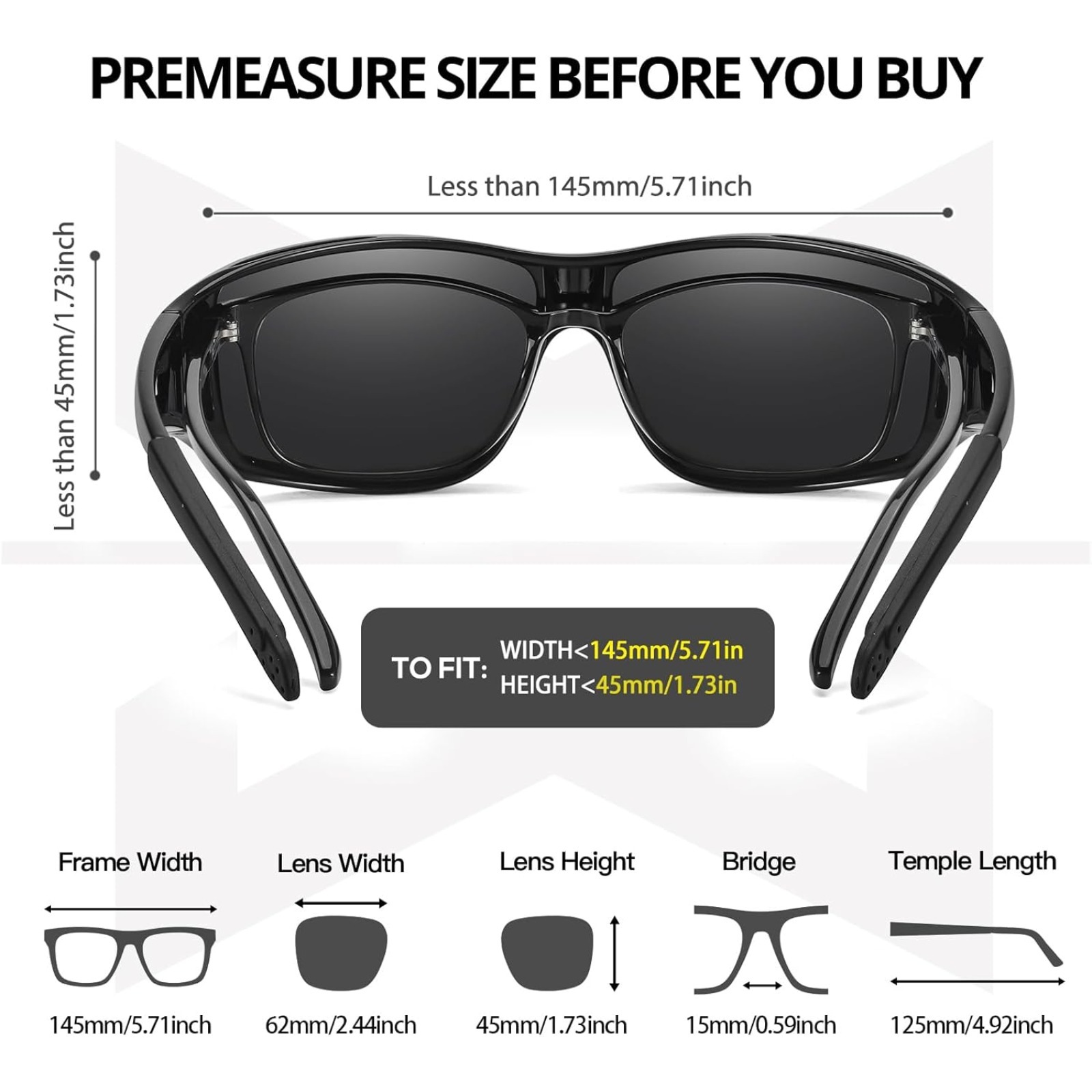 Myiaur Polarized Fit Over Glasses Sunglasses for Men Women, Trendy Wrap Around Sunglasses UV Protection for Driving (2 Pack)
