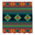 thumbnail image 2 of Ambesonne Mexican Shower Curtain, Geometric Folkloric Mosaic, 69"Wx75"L, Teal Dark Yellow Rust, 2 of 4
