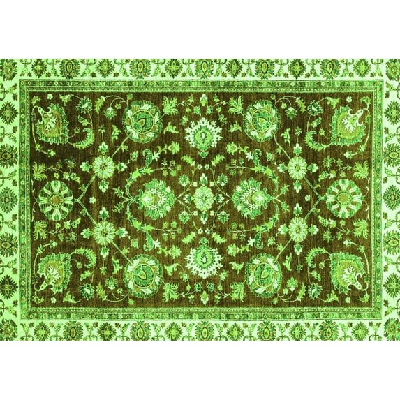 Ahgly Company Indoor Rectangle Oriental Green Traditional Area Rugs, 7' x 10'