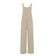 thumbnail image 5 of RPVATI Linen Wide Leg Jumpsuits for Women Casual Adjustable Strap Baggy Overalls Loose Fit Sleeveless Palazzo Pants Rompers Khaki XXL, 5 of 9