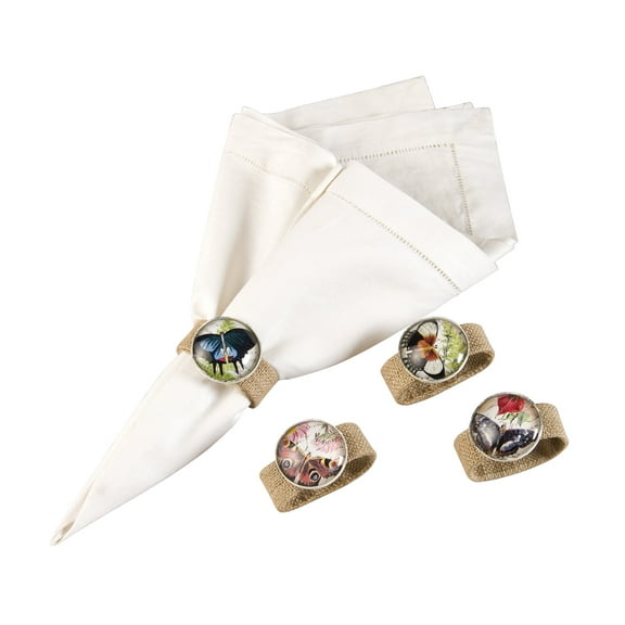 Butterfly Linen Set of 4 Napkin Rings