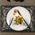 thumbnail image 5 of Halloween Placemat Set of 4, Gothic Black Lace Placemats, Exquisite Embroidery Spider Web Skulls Table Mat for Halloween Festival Party Home Dining Table Decor, 5 of 5