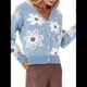 thumbnail image 2 of Cárdigan de Punto con Estampado Floral y Botones para Mujer, Cuello en V y Hombros Caídos Azul L, 2 of 10