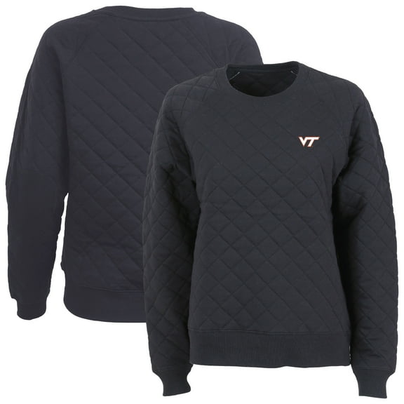 Women's Boxercraft Black Virginia Tech Hokies Quilted Pullover Sweatshirt