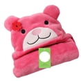 thumbnail image 3 of Manta con capucha para niños, suave y acogedora, de terciopelo coral, con forma de animal, para bebés y niños, con diseño de oso rosa y rojo., 3 of 12