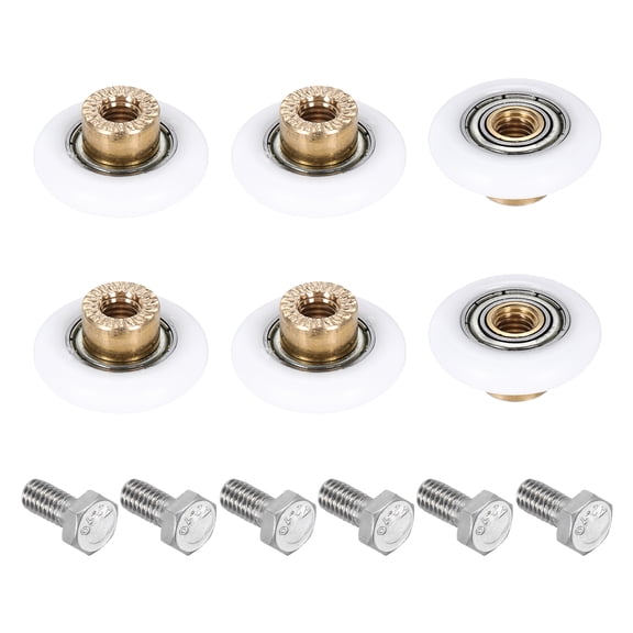 Uxcell Shower Door Rollers, 25mm Diameter for Doors Drawers, White, Pack of 6
