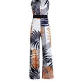 thumbnail image 2 of Mujeres Monos Deep V impreso Halter Encaje up backless pierna recta floja para las mujeres primavera y verano blanco XL, 2 of 6
