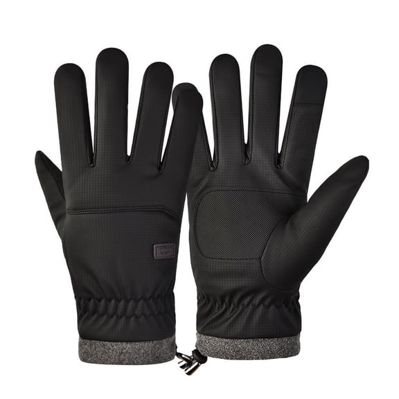 Winter Warm Gloves Padded Plus Velvet Men's Riding Running Windproof And Water-splashing Touch Screen Gloves Outdoor Sports Cold Protection Black