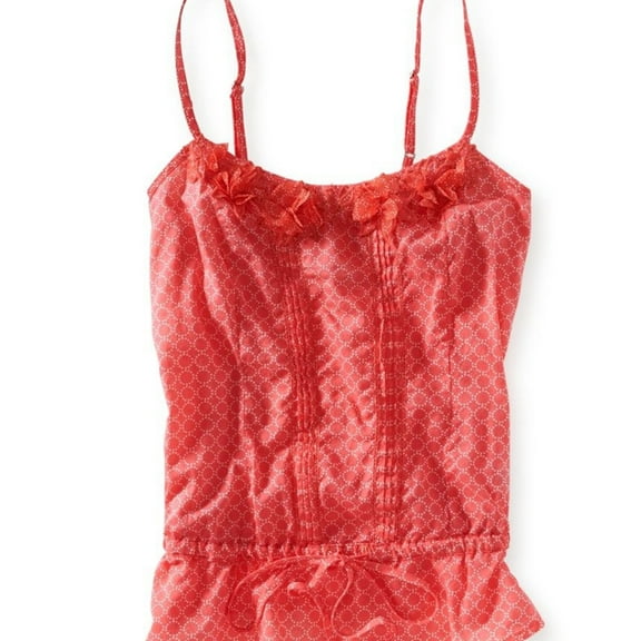 Aeropostale Womens Circle Pattern Pleat Front Cami Tank Top, Orange, Juniors, X-Large