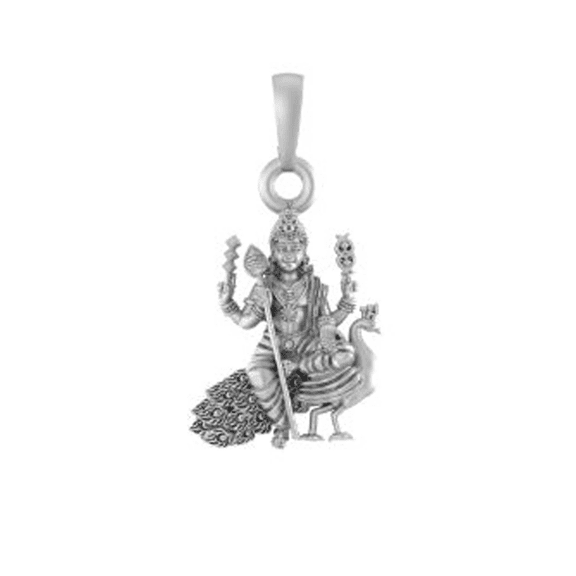Vaidehi Sterling Silver (92.5% purity) God Kartikeya Pendant for Men & Women Pure Silver Lord Kartikeya Locket for Good Health & Wealth