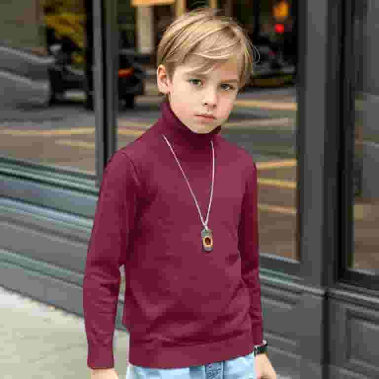 LIhncine Boy's Ribbed Turtleneck Cable Knitted Sweater Slim LIhncine Boy's Ribbed Turtleneck Cable Knitted Sweater Slim
