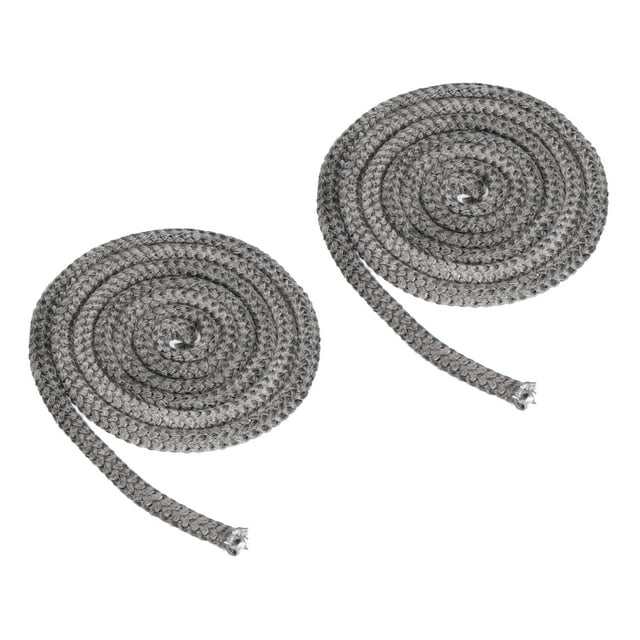 Unique Bargains Joint de Poêle à Bois 1/2'x 86 Pieds, 2 Pcs Corde d'Étanchéité Ronde en Fibre de Verre Graphite Résistante aux Hautes Températures, Noir
