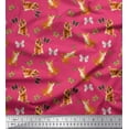 thumbnail image 1 of Soimoi Pink Rayon Fabric Insect & Cat Animal Print Sewing Fabric BTY 56 Inch Wide, 1 of 1