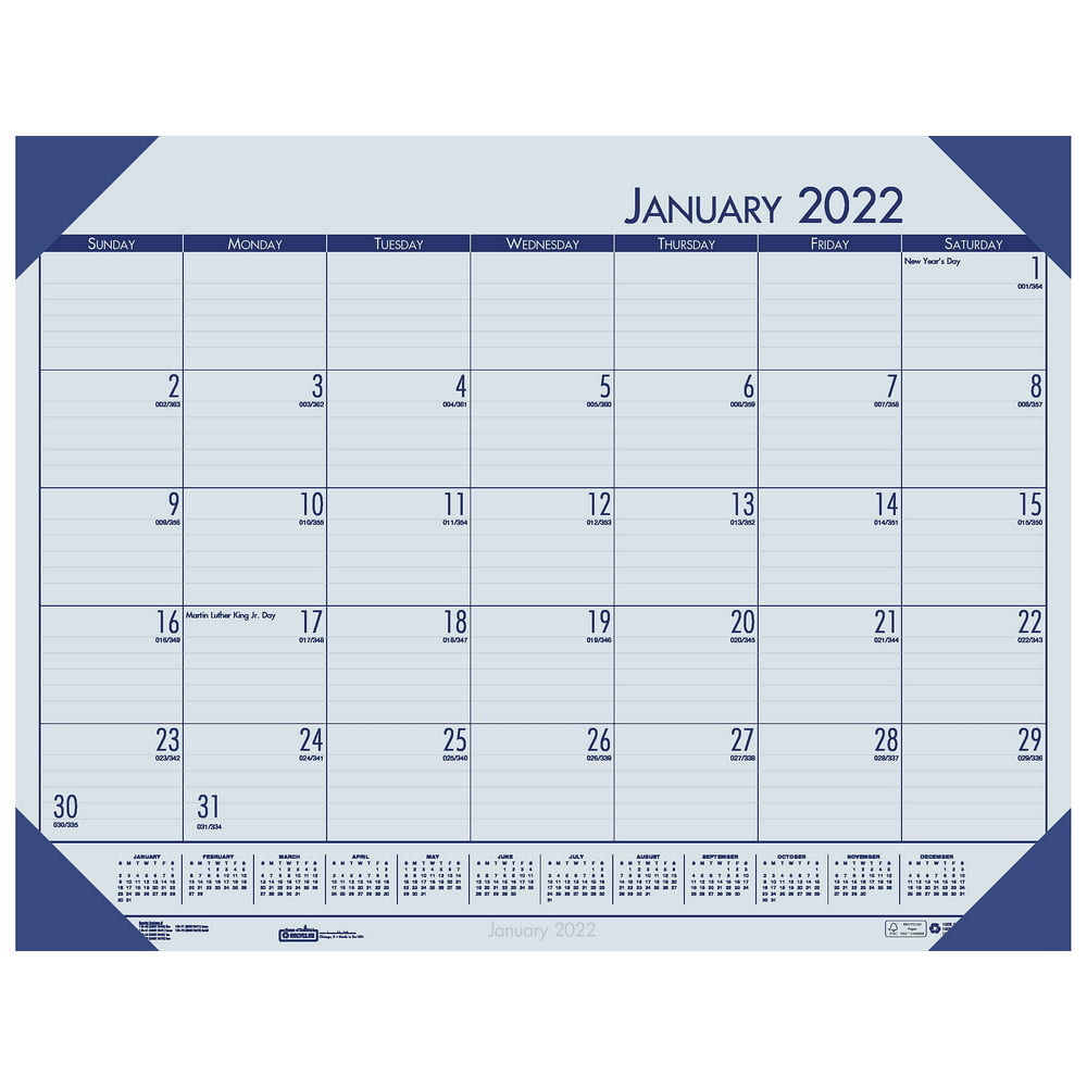 House of Doolittle 2022 17" x 22" Desk Pad Calendar EcoTones Blue 12440