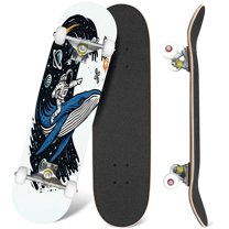 31'' Complete Skateboard 7 Layer Canadian Maple Double Kick Deck Skateboards Surf universe whales Skate Board for Beginner Adult Gifts