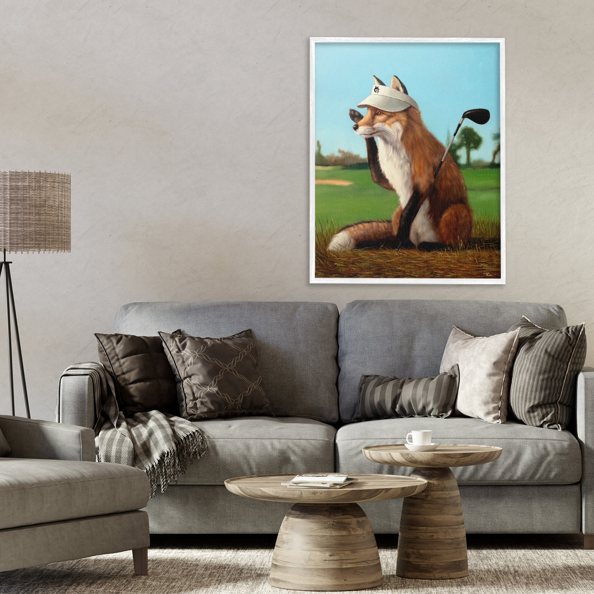 Stupell Industries Fox Drive Golfer White Framed Giclee Art, design by Lucia Heffernan