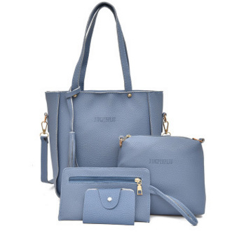 blue leather handbags and purses