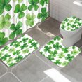 thumbnail image 4 of FastXmas 4 Pc St. Patrick's Day Holiday Decoration Toilet Set,Shamrock Spring Bathroom Set, Shower Curtain Toilet Seat and 2 Floor Mat for Bathroom ornament, Dry And Wet Separation Shower Curtain, 4 of 6