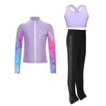 thumbnail image 2 of Alvivi Kids Girls Ice Skating Sport Outfit Long Sleeve Jacket +Tank Top + Pants Training Clothes Set Purple 12, 2 of 6