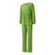 thumbnail image 4 of VISgogo Traje de pantalón elegante de dos piezas para mujer, blusas y pantalones peplum con mangas abullonadas y cuello redondo de color sólido VISgogo moda, 4 of 9