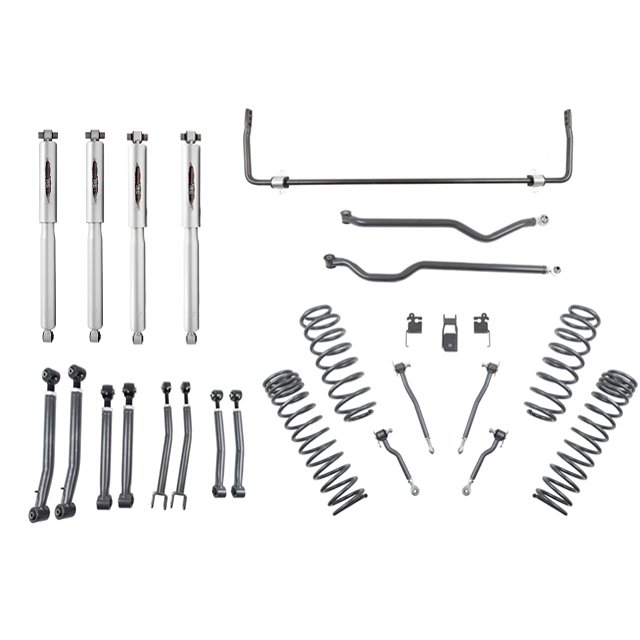Fits 2018-2023 Jeep Wrangler JL Bell Tech Lift Kit Suspension 153205TPS 4 Inch Front Lift; 4 Inch Rear Lift; Black/Silver Components