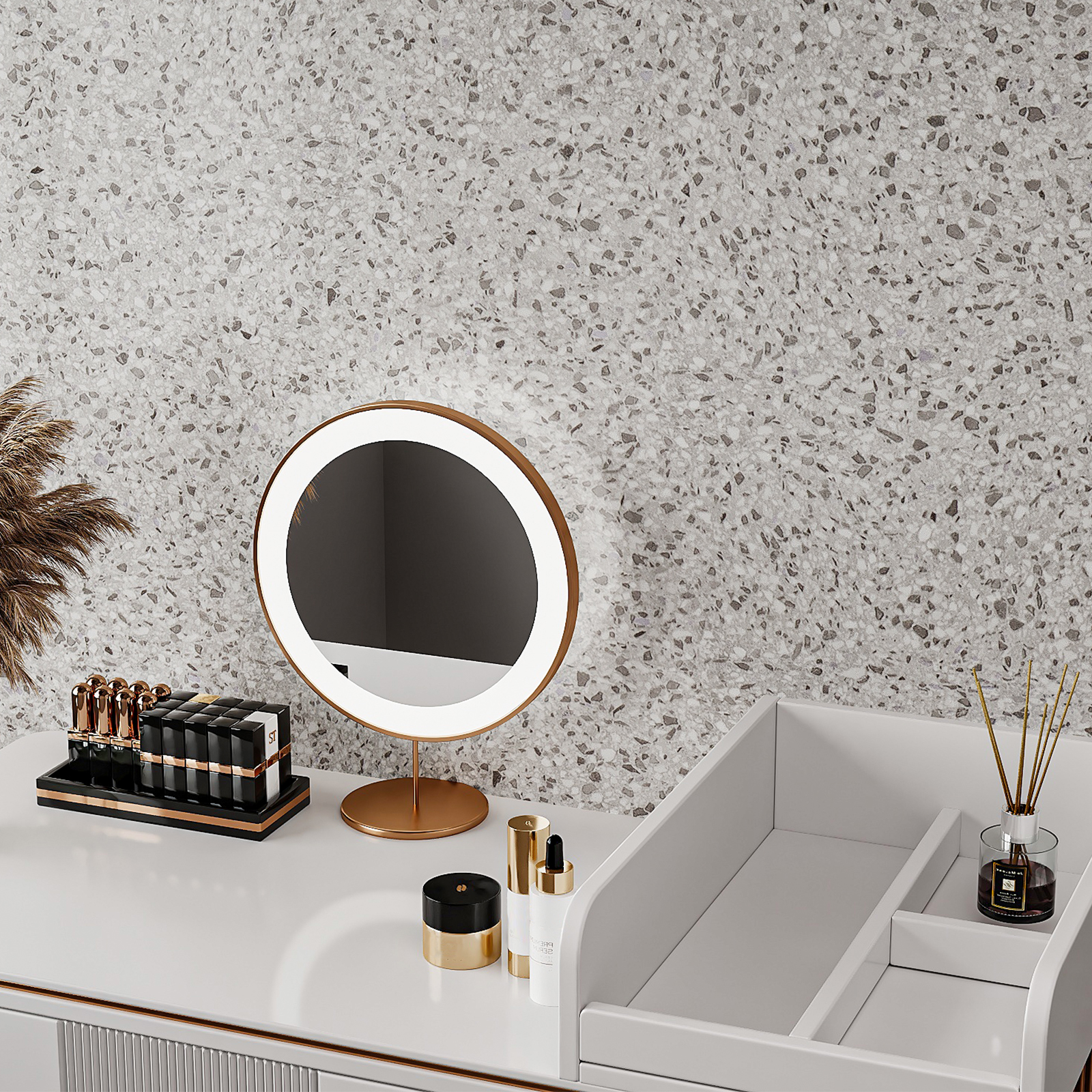 VEELIKE Grey Granite Contact Paper for Countertops Peel and Stick Waterproof Self Adhesive Removable Wallpaper Mable Peel and Stick Countertops Vinyl for Kitchen Bathroom Cabinets Liners 15.7''x354''