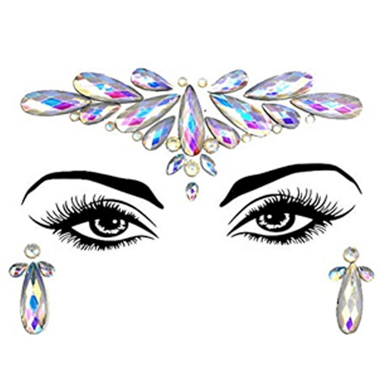 Face Gems Jewels Stick for Women Face Hair Body Makeup Rhinestones Gems  Jewels Rave Party Stick Eye Face Gems Rhinestones Stickers Golw in the Dark