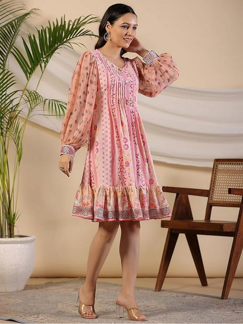white christmas dresses Ethnic Motifs Printed Gathered Pure Cotton A- Line Midi Dress – Rain &  Rainbow