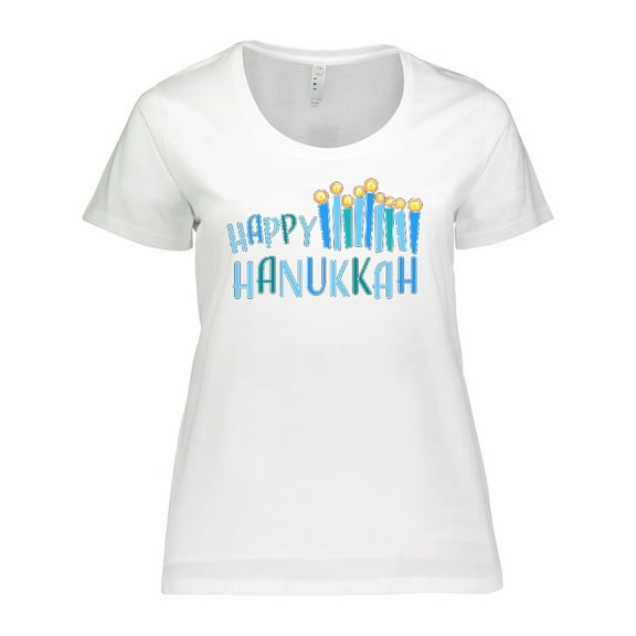 Inktastic Happy Hanukkah with Candles Women's Plus Size T-Shirt